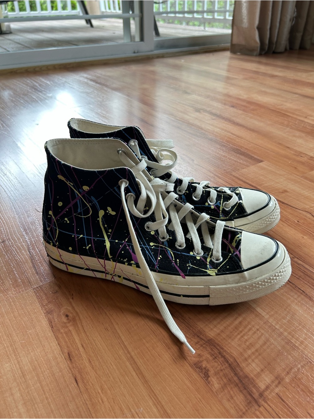 Converse Chuck 70 High Paint Splatter Men’s Size 8 Black Colorful Casual Artsy